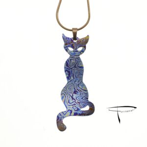 Pendente in damasco di titanio Gatto orientale