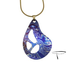 Pendente in damasco di titanio Goccia a pera